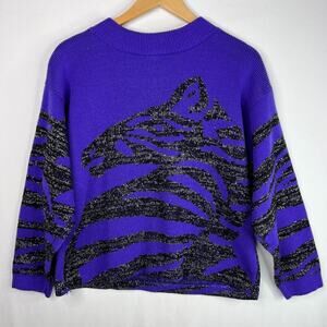 Vintage Turtle Bay Purple Metallic Zebra Sweater Small